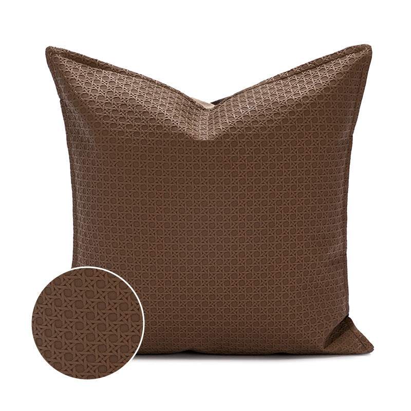Brown Leather embossed modern cushion