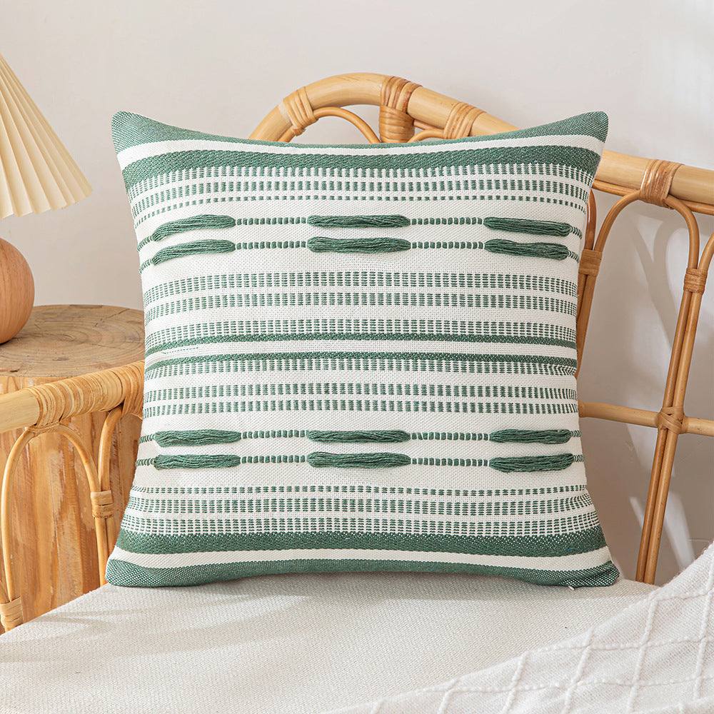 green chic cushion with eloquent embroidery and threading